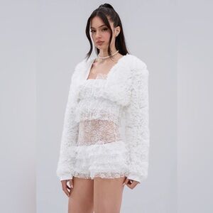 AKIRA PLUME White Ruffle Bolero